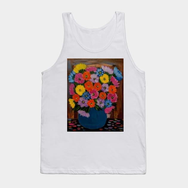 A Lovely mixed flowers in a gold trim glass Vass Tank Top by kkartwork